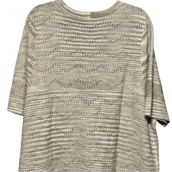 Torrid Pointelle Cardigan V-Neck Short Sleeve Oatmeal Button Sweater Cardigan 3X - Picture 10 of 15